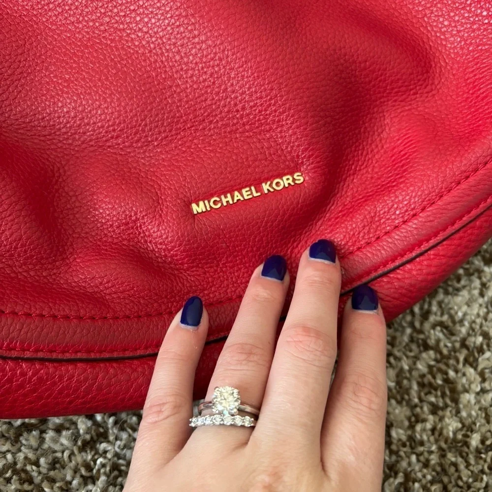 Michael Kors | Women's Red Leather Shoulder Hobo Bag